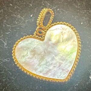 New XL 18K Solid Real Gold heart natural pearl pendant necklace chain gp on 925